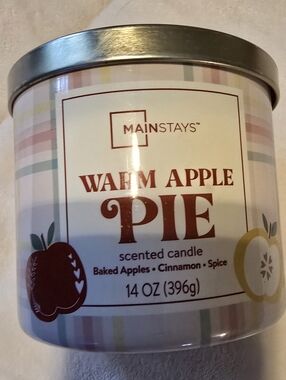 Mainstays Warm Apple Pie Scented Candle - Cream, Red & Yellow Accents